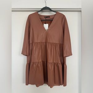Zara brown leather dress